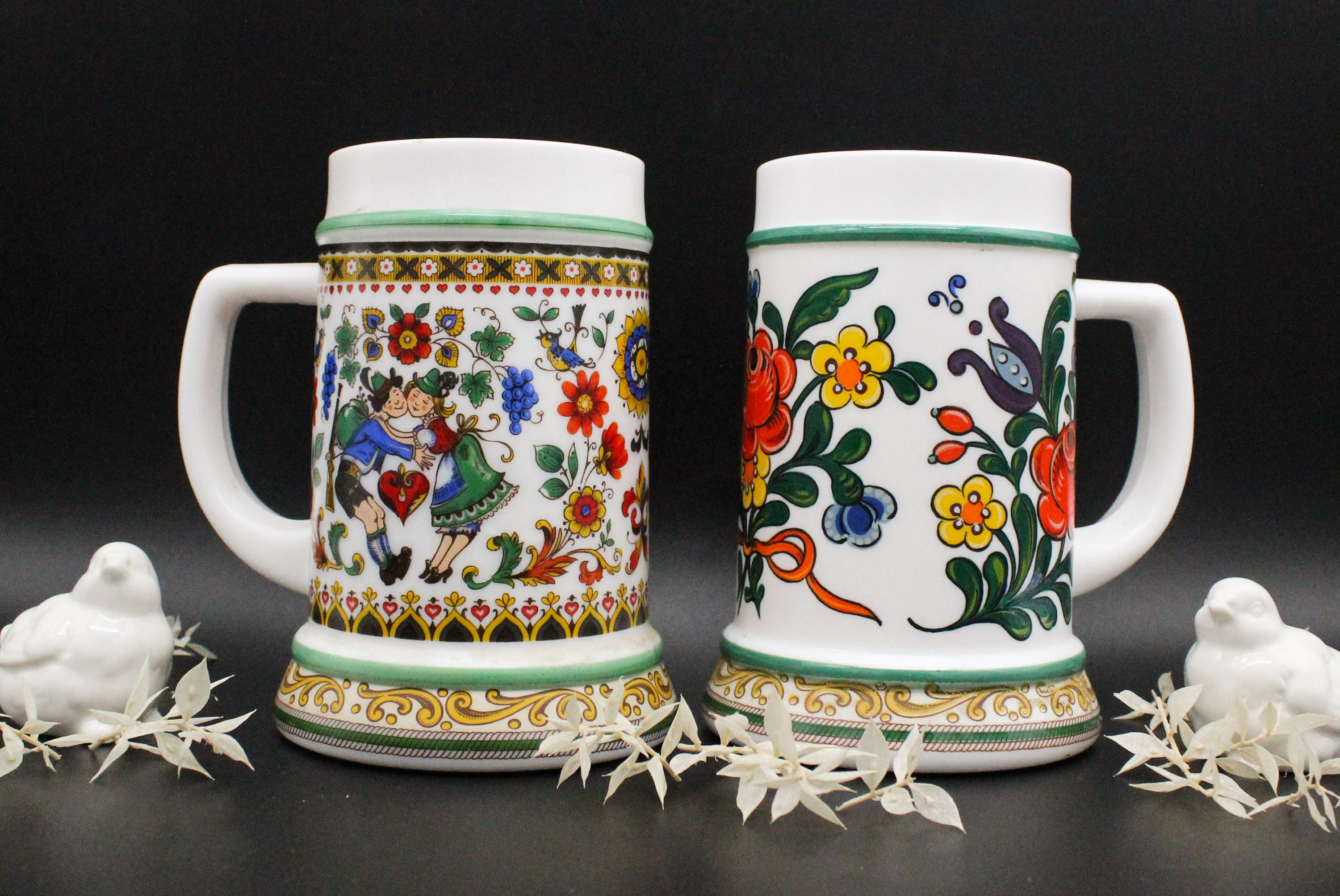 Chope à Bière Vintage en Verre Épais Alvéolé.