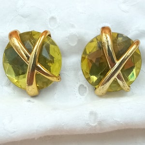 EAR CLIPS vintage 80s yellow and gold clips