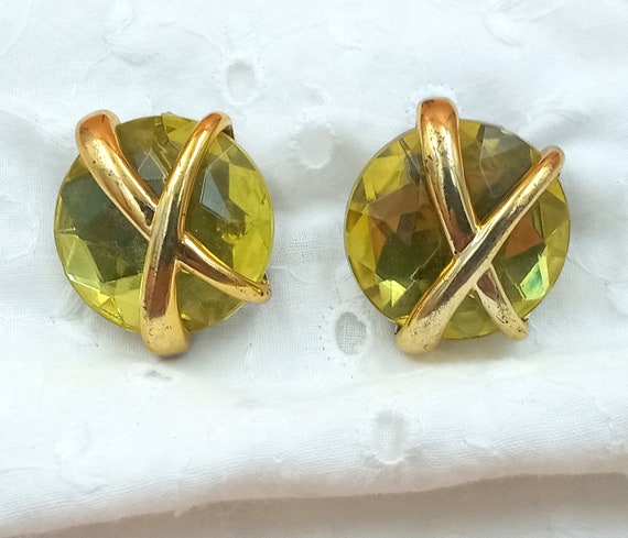 EAR CLIPS vintage 80s yellow and gold clips
