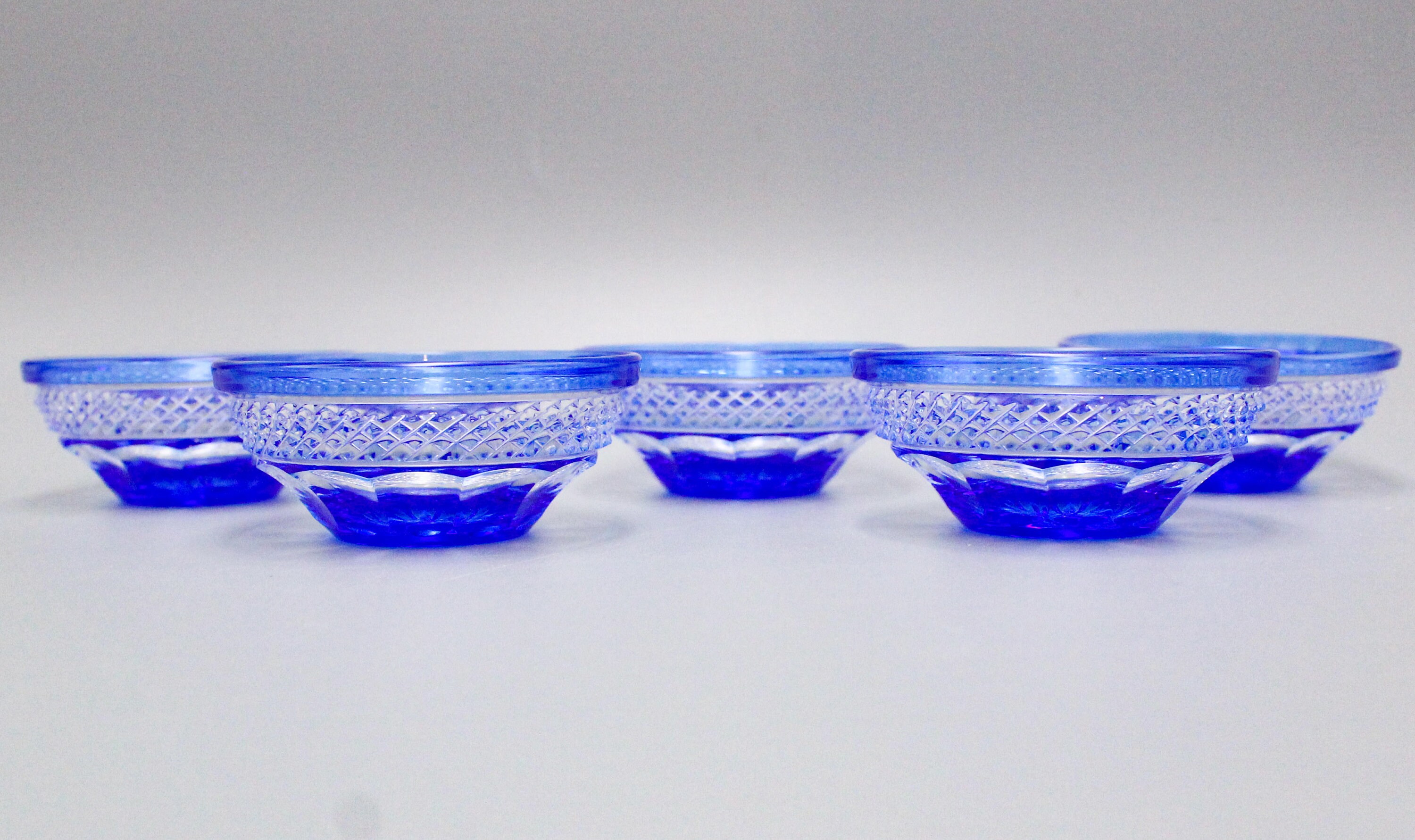 Minis Coupelles en Verre Taillé, Salière Vintage Bleu Cobalt