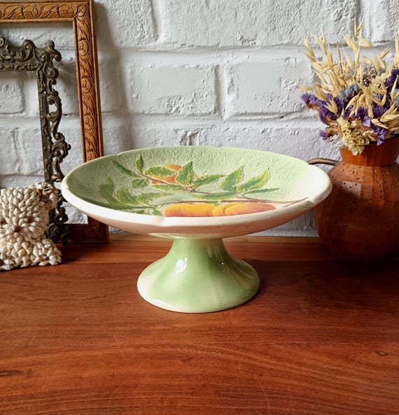 Vintage St. Clément Peach and Pea Compote Dish in Earthenware