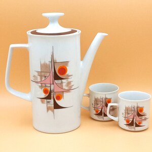 COFFEE POT and 2 Cups, Winterling Röslau Bavaria Porcelain, Vintage Germany, Circa 1970