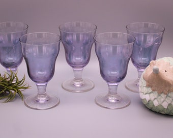 5 crystal GLASSES from ARC France on vintage stand