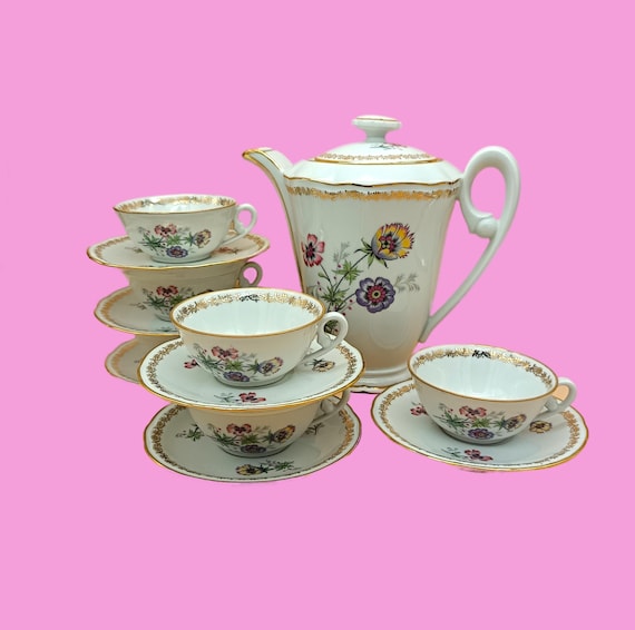 COFFEE SERVICE, Limoges porcelain, vintage 1950