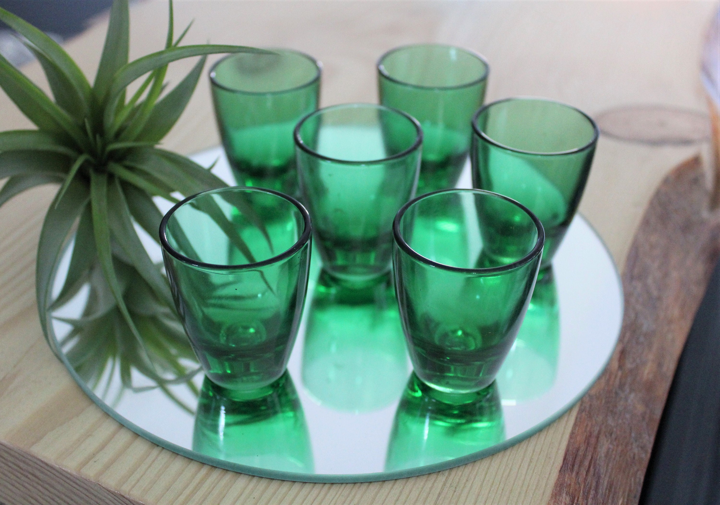 6 Verres à Liqueur Vert Émeraude Vintage Français, Shots Anciens, Verres Shooter