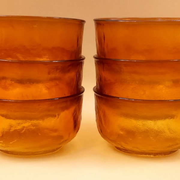 Ensemble 6 COUPELLES en verre ambré, bol à Dessert, coupes à fruits