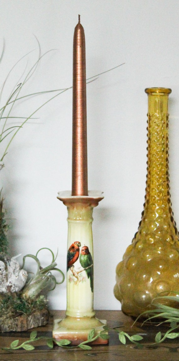Vintage ceramic column candlestick, antique candle holder