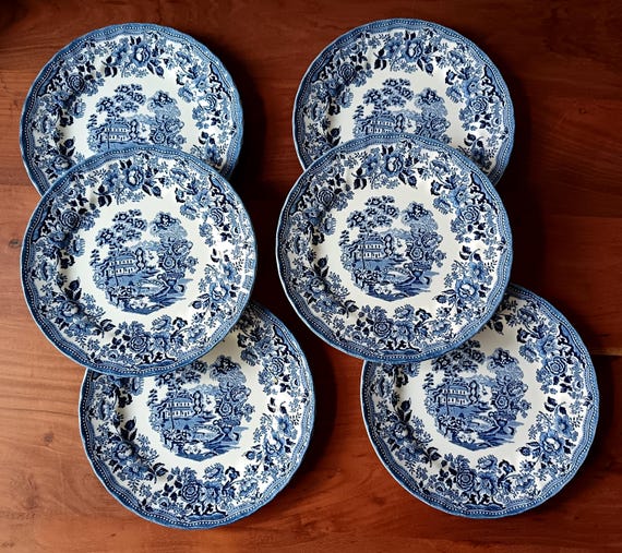 6 vintage ceramic dinner plates, CHURCHILL The Georgian collection
