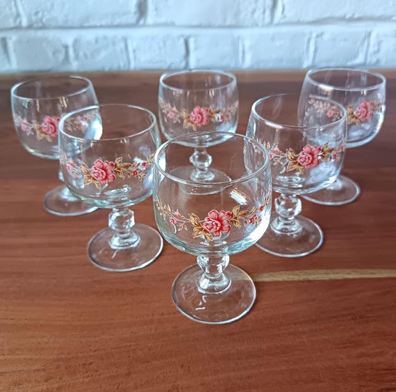 6 Stemmed port glasses, 12 cl Arcopal France Carmen pattern