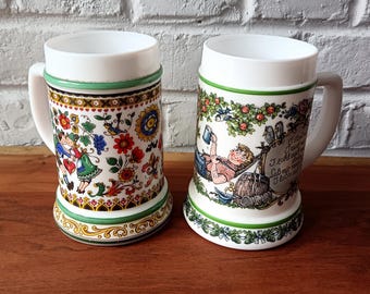 CHOPE à bière allemande vintage en opaline