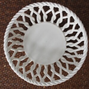 Woven porcelain pot with lid, vintage potpourri pot image 7
