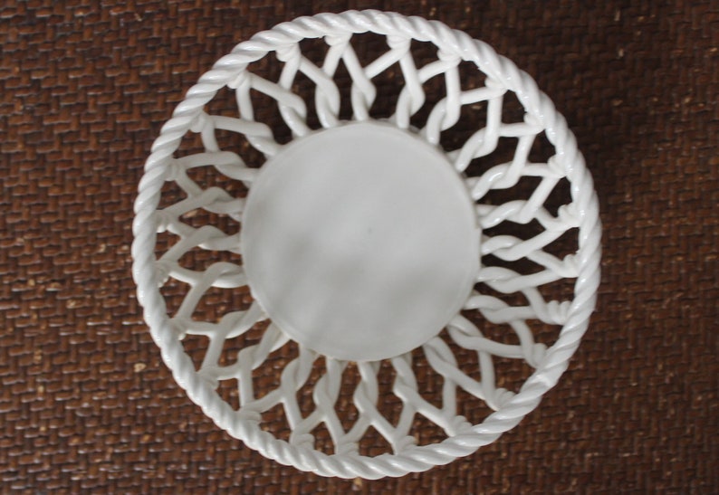 Woven porcelain pot with lid, vintage potpourri pot image 7