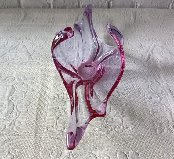 Vintage colored crystal fruit bowl, lilac centerpiece bowl