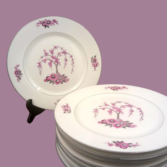 8 Limoges Astral porcelain flat PLATES vintage 1950
