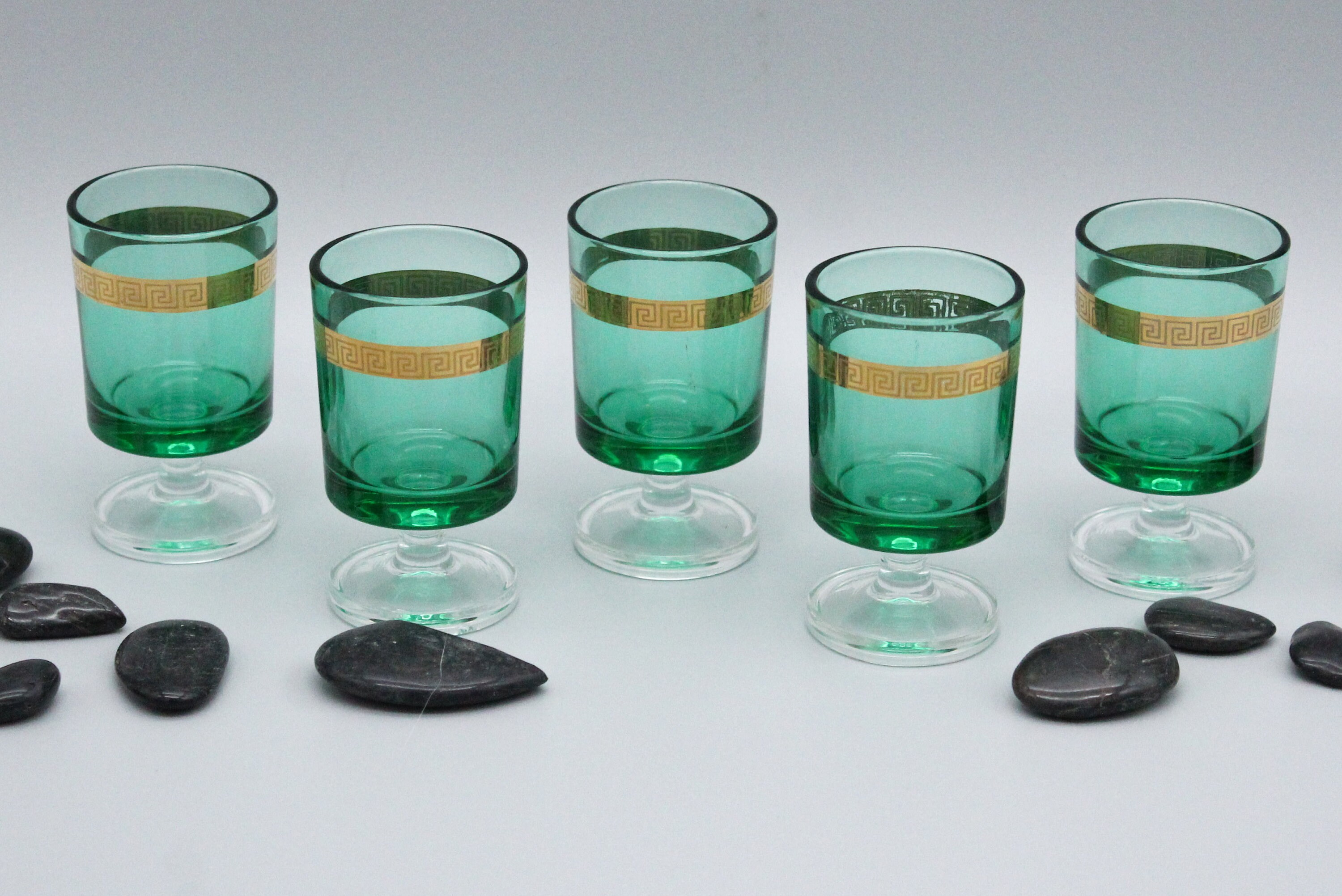 5 Verres Liqueur 4 Cl Verts à Pied Modèle Suède Luminarc