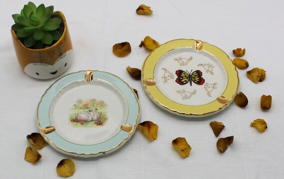 Vintage porcelain table ASHTRAYS Orchies Moulin des loups
