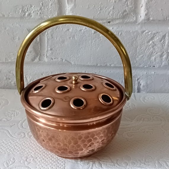 Vintage French flower pick, vase, centerpiece, copper.