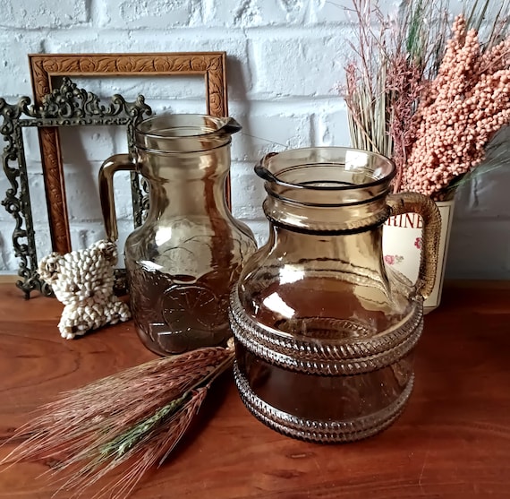 Vintage smoked glass lemonade pitcher Fidenza Italy
