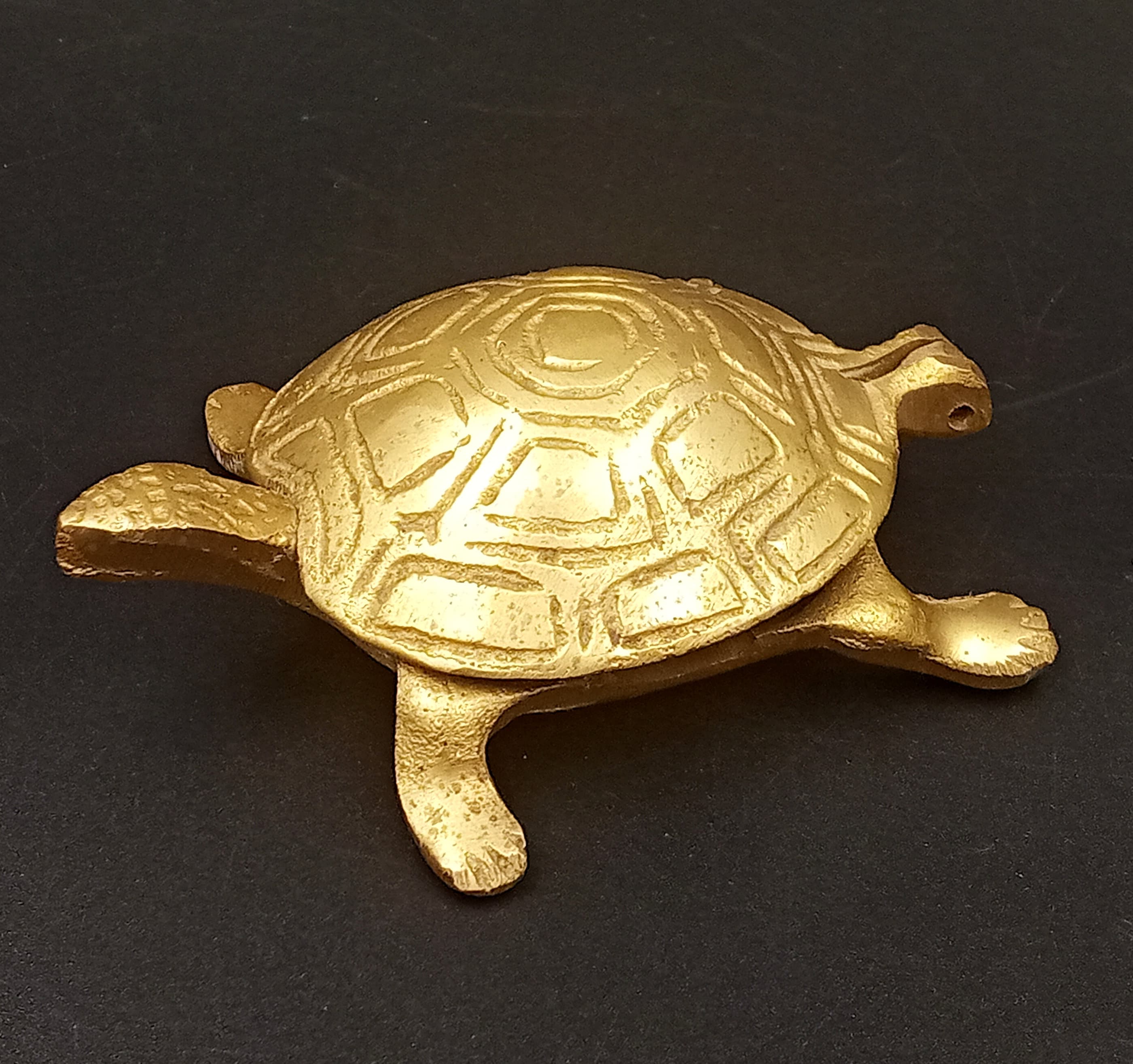 Aschenbecher maritim Schildkröte Messing massiv 8x7x3cm Deckel aus 100%  Kupfer