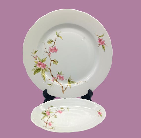 ROUND DISH and DISH white porcelain Bareuther Waldassen Bavaria Germany