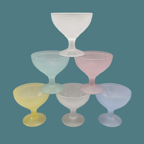 6 vintage LUMINARC France ice cream cups, "gourmande" model, small size