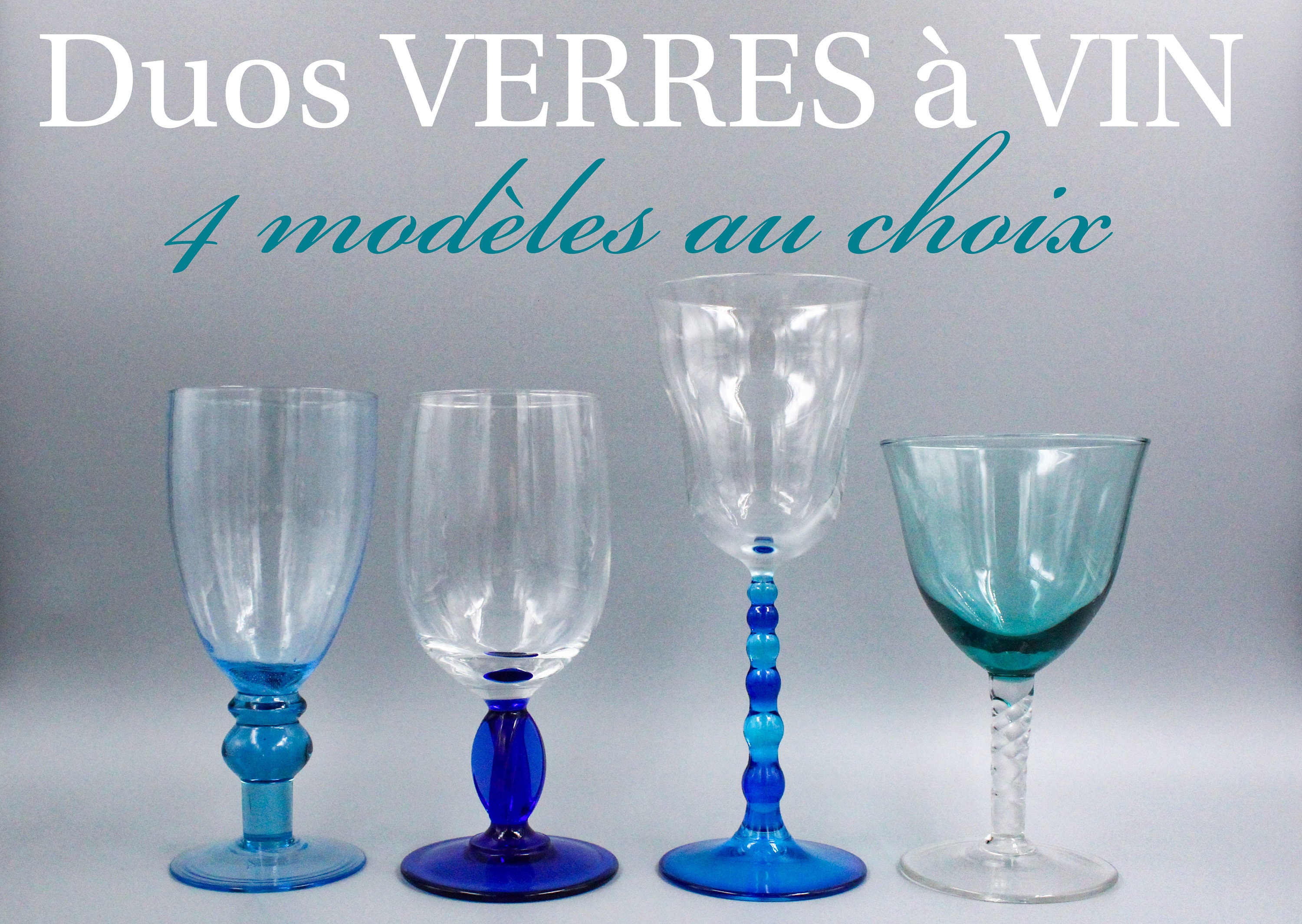 Duos Verres à Vin Vintage Verres Bleues