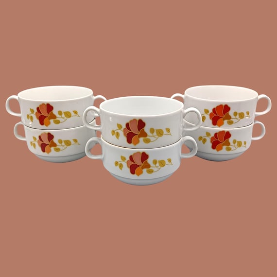 6 LARGE CUPS white porcelain BAREUTHER Waldsassen Bavaria Germany mod 292