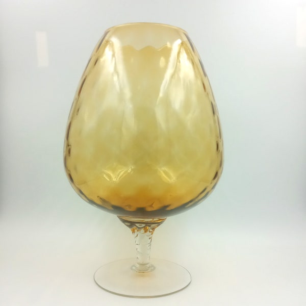 Grand VASE décoratif rétro piédestal brandy ballon, vase vintage gobelet,  Vase en verre soufflé Italie