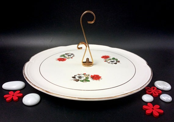 CHEESE TRAY Moulin des Loups flower decor, floral motif serving dish