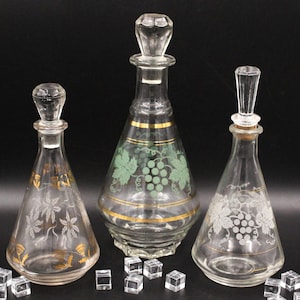 Vintage conical glass CARAFES, France, 1940s/50s