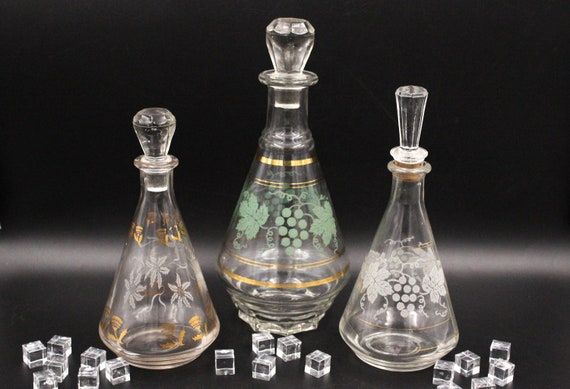 Vintage conical glass CARAFES, France, 1940s/50s