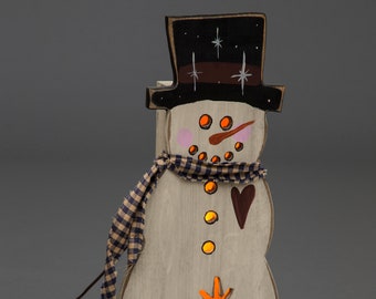 Wooden Christmas Luminary Snowman