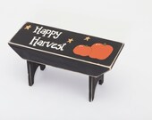 Fall or Halloween Rustic Bench Step Stool with Pumpkin Accent featuring quot Happy Harvest quot - Free Shipping