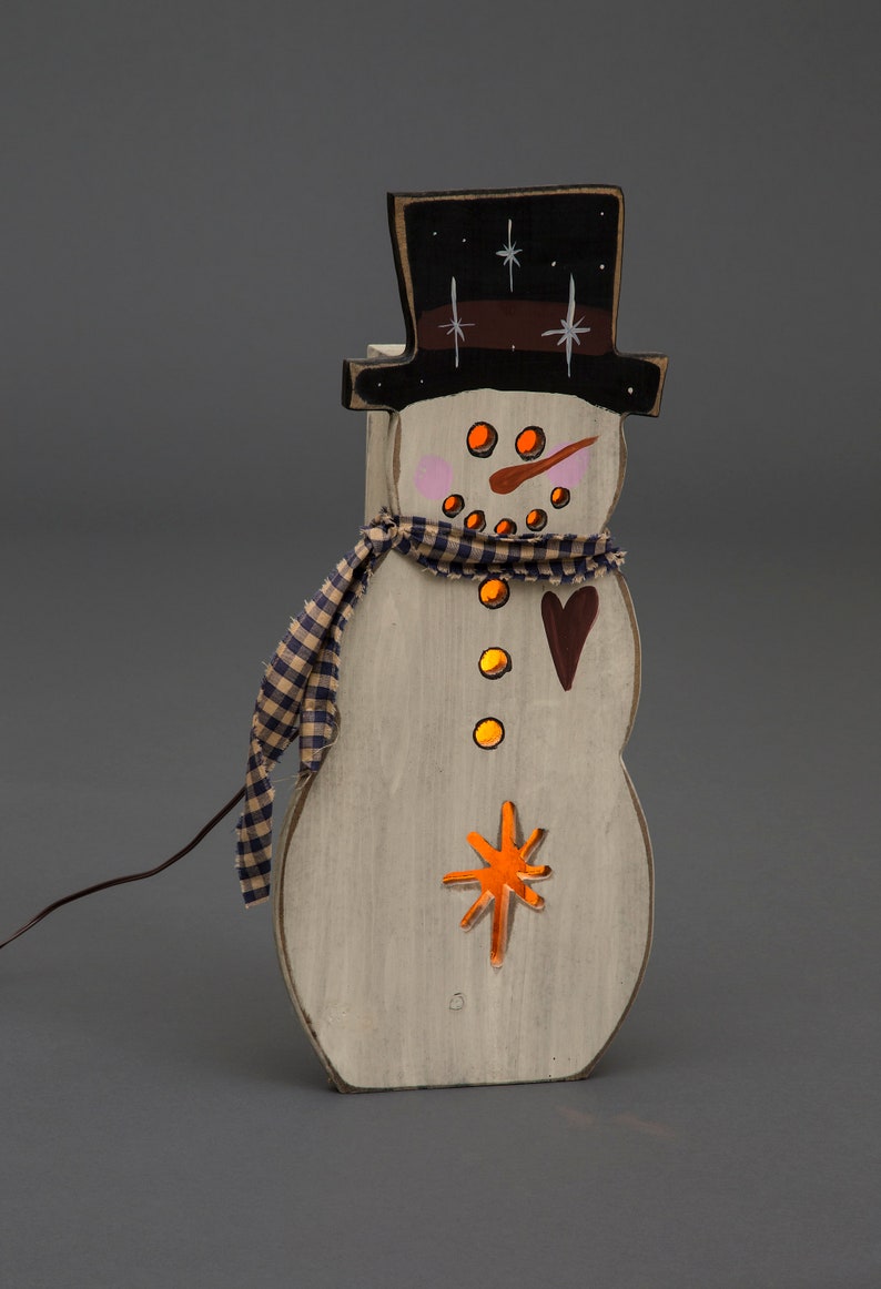 Wooden Christmas Luminary Snowman Bild 1