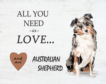 Australian Shepherd "Love and Dog" Pallet Wall Art