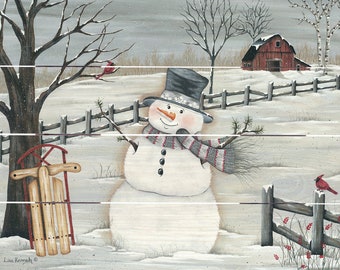 Wall Decor - Snowman in the Meadow Pallet Art