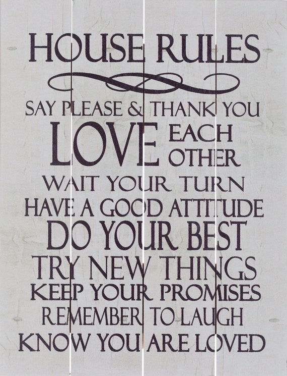 Wall Decor House Rules Pallet Art White | Etsy