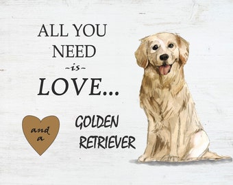 Golden Retriever "Love and Dog" Pallet Wall Art