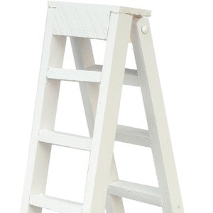 Dolls House Large Set of Step Ladders Miniature White Garden Accessory 1:12