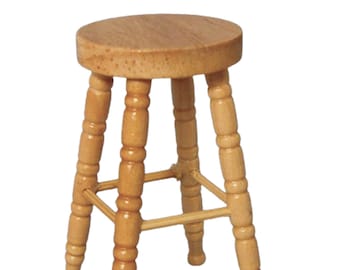 Dolls House Stool Light Oak Four Legged Breakfast Bar Kitchen Cafe Furniture