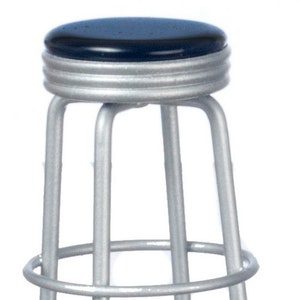 Dolls House 1950&#39;s Retro Black Stool Breakfast Bar Kitchen Cafe Furniture