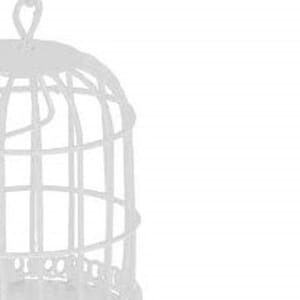 Dolls House White Wire Wrought Iron Hanging Bird Cage Birdcage Pet Accessory