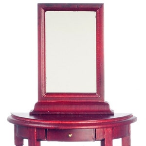 Dolls House Mahogany Table and Mirror Wooden Miniature Hall Furniture 1:12 Scale