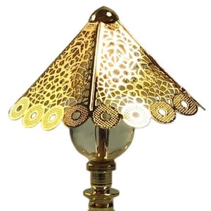 Dolls House Gold Filigree Table Lamp Modern Non Working Light 1:12 Accessory