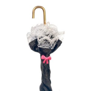 Dolls House Black Victorian Umbrella Parasol Ladies Accessory
