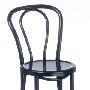Cadeira de bistrô de metal preto para casa de bonecas, móveis de jardim e pátio