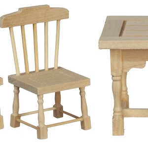 Puppenhaus Unfertiger Quadrat Tisch & 4 Stühle Miniatur Esszimmer Möbel