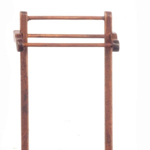 Dolls House Walnut Towel Rail Rack Miniature Bathroom Furniture Wooden 1:12