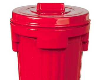 Dolls House Red Metal Dustbin Bin Trash Garbage Can Garage Garden Accessory