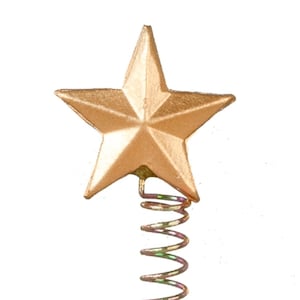 Puede incluir: Una estrella dorada para la parte superior del árbol, con un diseño de cinco puntas. La estrella está unida a una base de resorte metálico. Esta decoración festiva está diseñada para árboles de Navidad.